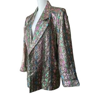 Vintage 80s Darue for Bullocks Wilshire Colorful Metallic Western Aztec Blazer
